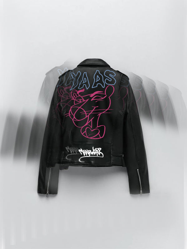 "PINK & PANTHER" Custom Leather Jacket